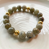 Kralenarmband Natuursteen - Labradoriet Grijs/Groen - Goud