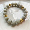 Kralenarmband Natuursteen - Labradoriet Grijs Facet - Goud
