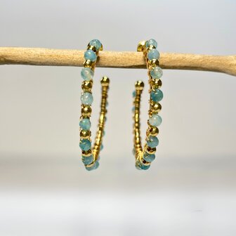 Oorsteker Hoop Blauw - Goud
