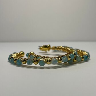 Oorsteker Hoop Blauw - Goud