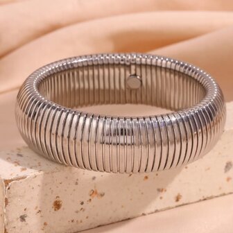 Armband ribbel Extra Large - Zilver