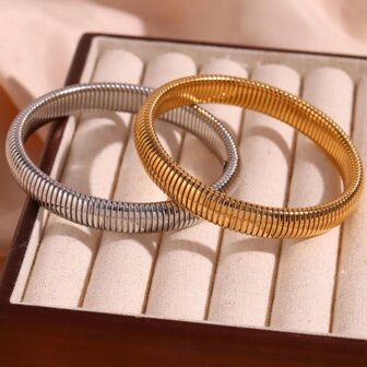Armband ribbel Large - Zilver