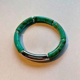 Tube turquoise marble zilver
