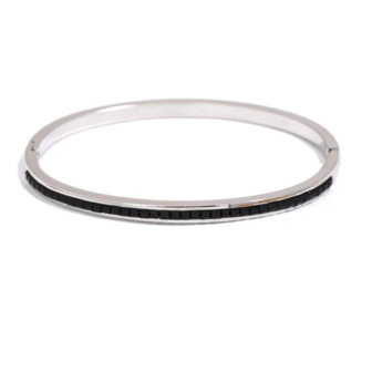 Black Diamond Bangle - Zilver