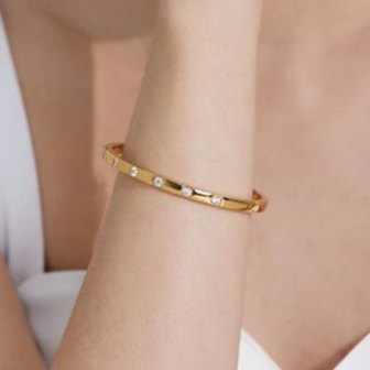 Cubic Diamond Bangle - Zilver