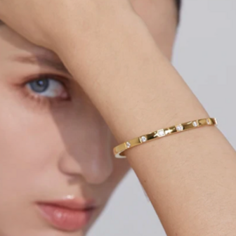 Cubic Diamond Bangle - Zilver