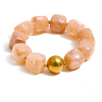 Kralen Vierkant XL Armband - Latte Beige