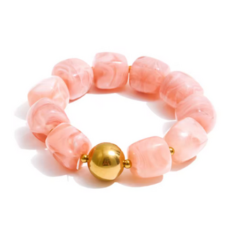 Kralen Vierkant XL Armband - Zacht Roze