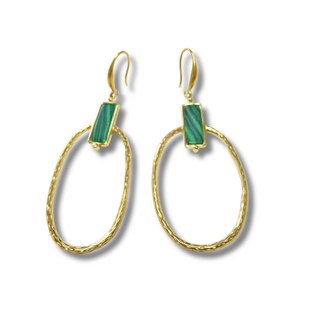 BOHO - Oorhanger natuursteen - Malachiet