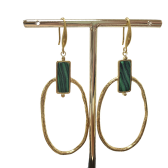 BOHO - Oorhanger natuursteen - Malachiet