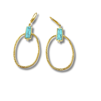 BOHO - Oorhanger natuursteen - Turquoise