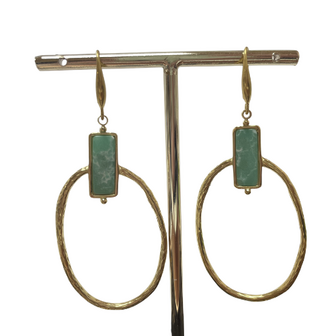 BOHO - Oorhanger natuursteen - Natuursteen licht groen