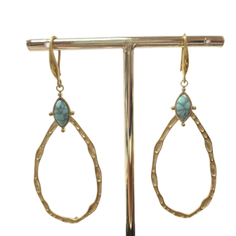 BOHO - Oorhanger natuursteen druppel - Turquoise