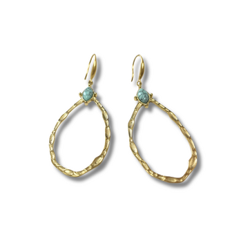BOHO - Oorhanger natuursteen druppel - Turquoise