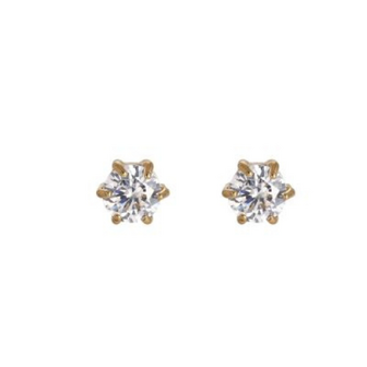 Oorknopje Rond Zirkonia 5mm - Goud