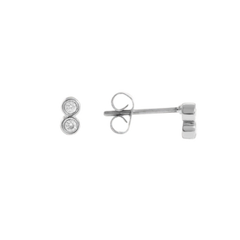Oorknopje 2 Dots Zirkonia - Zilver
