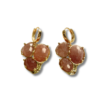 Oorring met Strawberry Quartz hanger