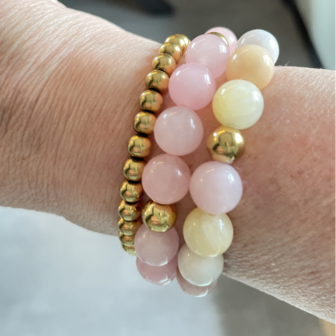 Kralenarmband Natuursteen - Tiger Eye - Goud