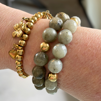 Kralenarmband Natuursteen - Toermalijn Roze - Goud