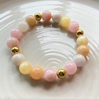 Kralenarmband Natuursteen - Perzische Jade - Goud