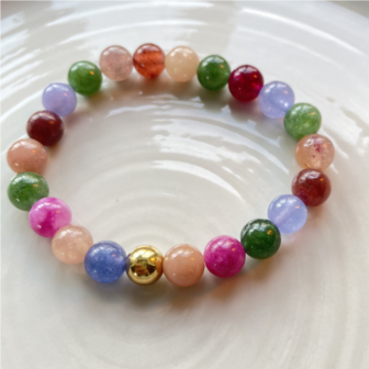 Armband Natuursteen - Toermalijn Multi - Goud