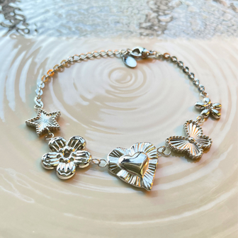 Gift of Love - Set van 2 armbanden - Hart zirkonia en vlinder liefde - Zilver