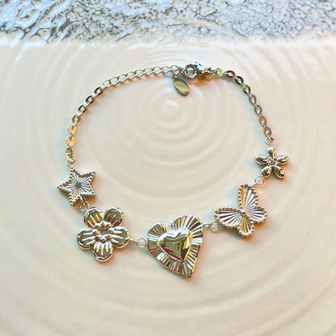 Gift of Love - Set van 2 armbanden - Hart zirkonia en vlinder liefde - Zilver