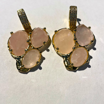 Oorring zirkonia - Roze Quartz - Goud