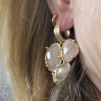 Oorring zirkonia - Roze Quartz - Goud