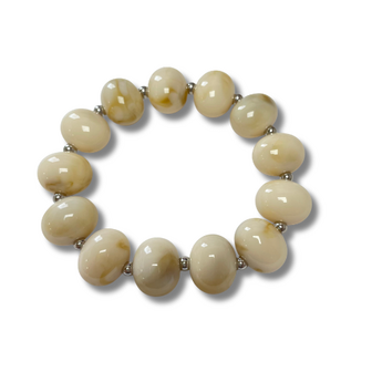 Kralenarmband Ovaal Beige - Zilver