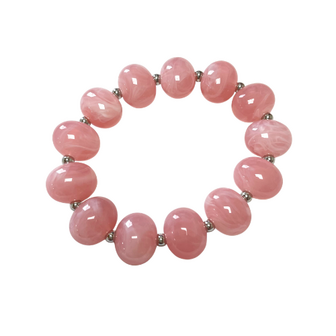 Kralenarmband Ovaal Roze - Zilver