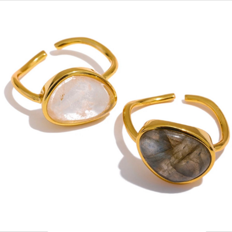 Vermeil ring maansteen labradoriet