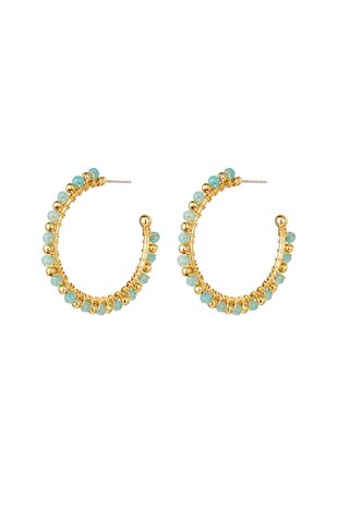 Oorsteker Hoop Blauw - Goud