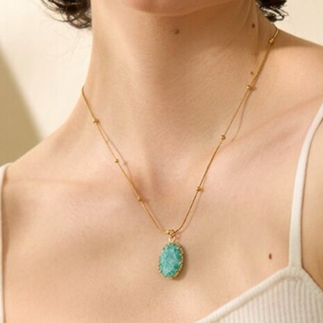 Bolletjes Ketting Amazoniet