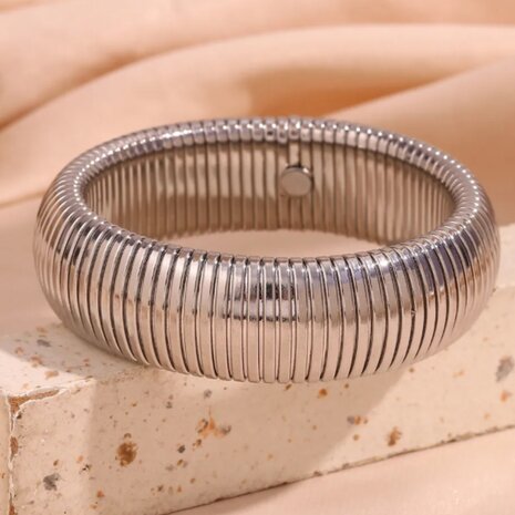 Armband ribbel Extra Large - Zilver