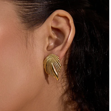 Statement oorsteker met relief Goud