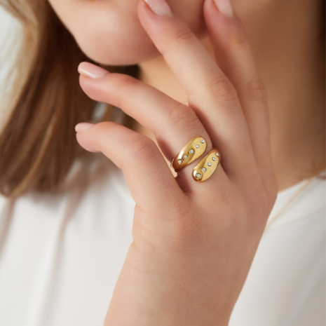 Open Ring Zirkonia - Goud