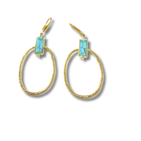 BOHO - Oorhanger natuursteen - Turquoise