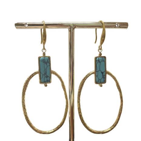 BOHO - Oorhanger natuursteen - Turquoise