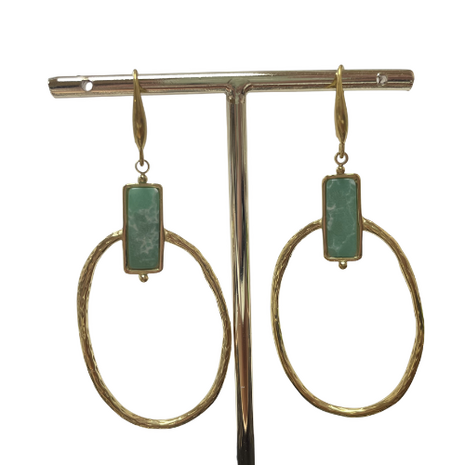 BOHO - Oorhanger natuursteen - Natuursteen licht groen