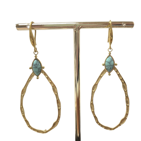BOHO - Oorhanger natuursteen druppel - Turquoise