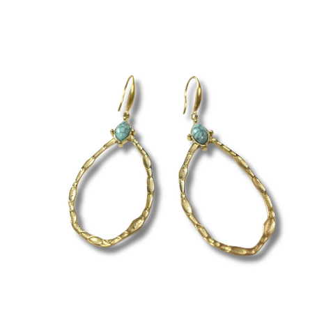 BOHO - Oorhanger natuursteen druppel - Turquoise