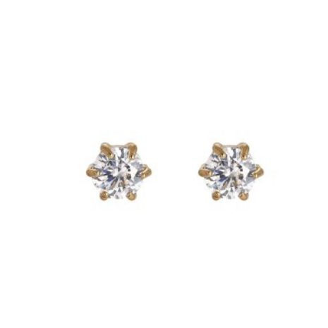 Oorknopje Rond Zirkonia 5mm - Goud