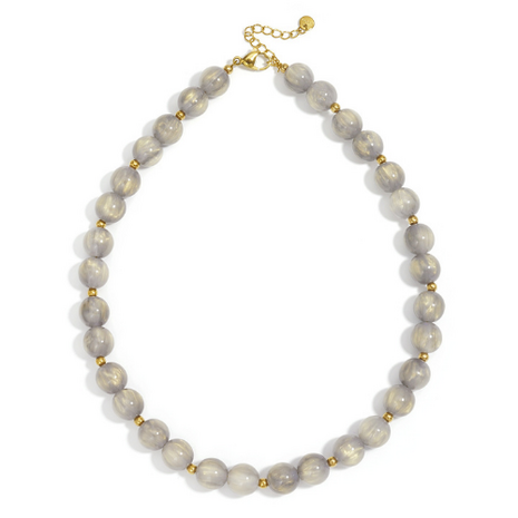 Kralenketting grijs met goud detail