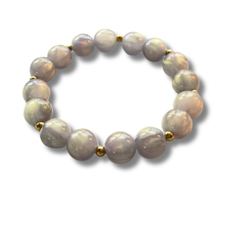 Kralenarmband grijs met goud detail