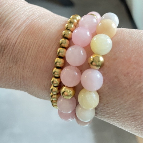 Kralenarmband Natuursteen - Tiger Eye - Goud