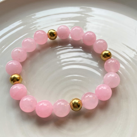 Kralenarmband Natuursteen - Morganiet - Goud