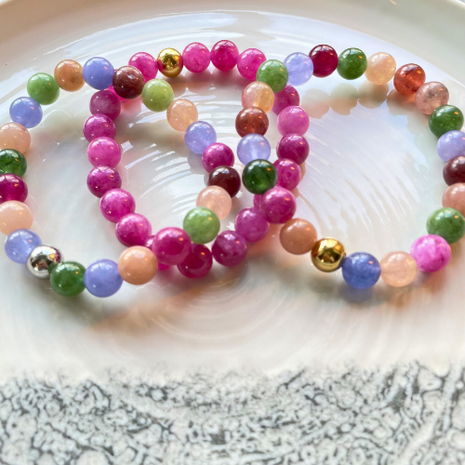 Armband Natuursteen - Toermalijn Multi - Goud