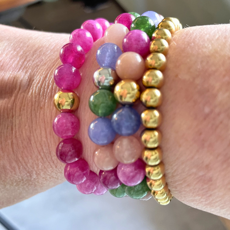 Armband Natuursteen - Toermalijn Multi - Goud