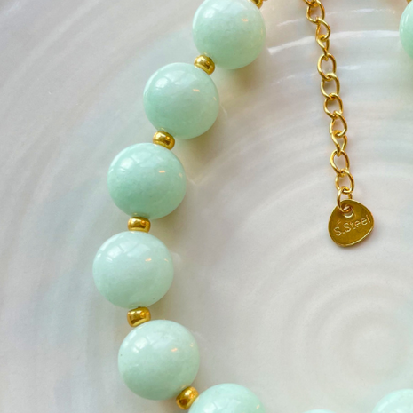 Kralenarmband mintgroene jade Miyuki Goud